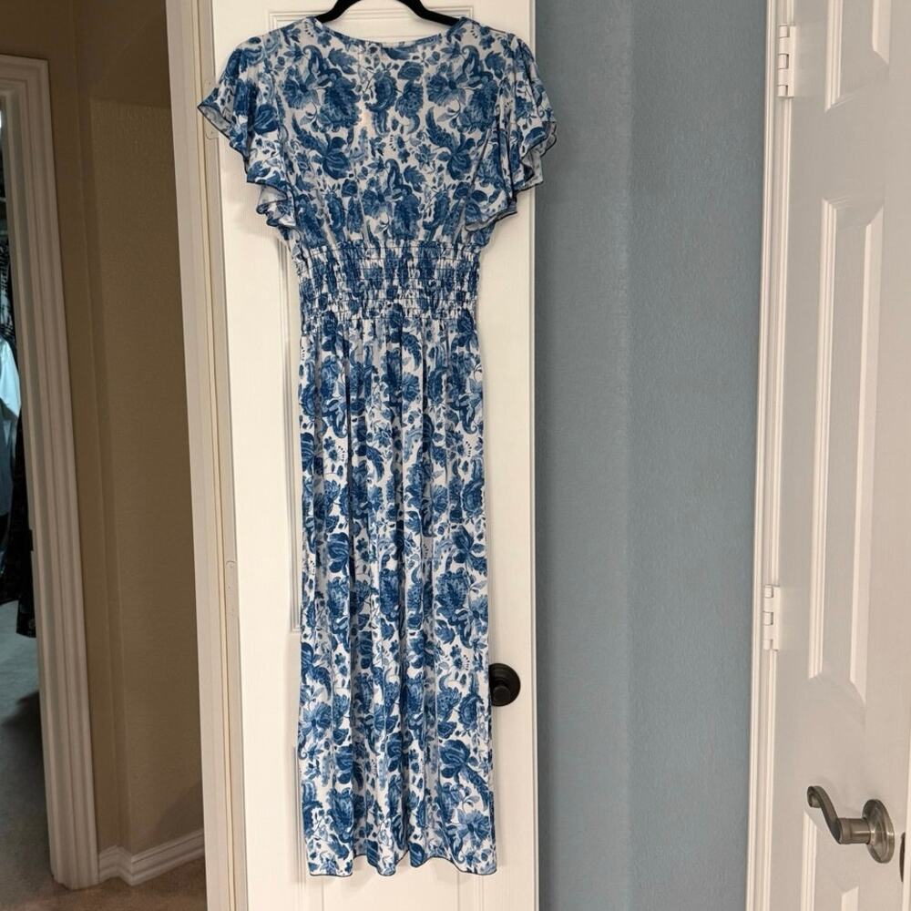 Tamsy Flutter Sleeve Smocked Midi Dress - Picture 3 of 6